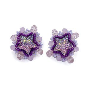 Handmade Purple Star Bead Earrings 💜